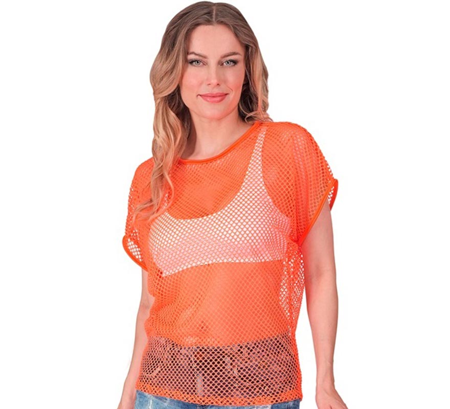 Translation missing: de.Camiseta de Malla naranja neón para mujer
