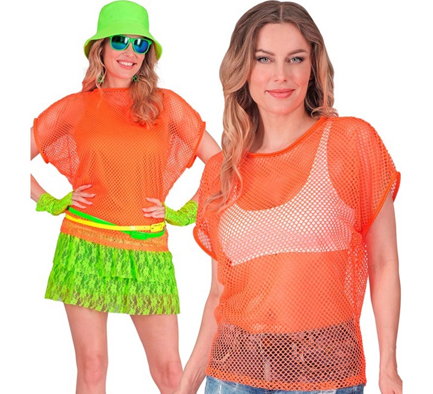 Translation missing: de.Camiseta de Malla naranja neón para mujer