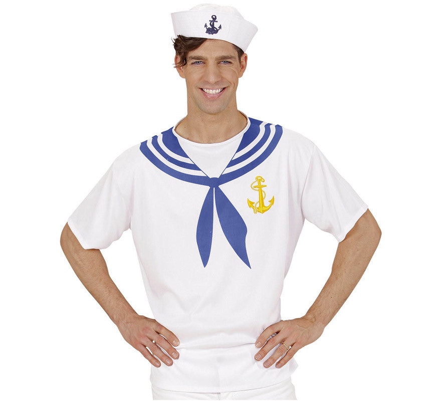 Camiseta de Marinero Blanco con Ancla para hombre