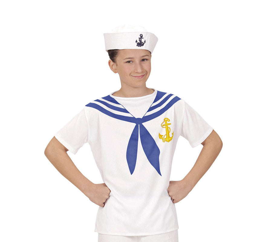Translation missing: de.Camiseta de Marinero Blanco con Ancla para infantil