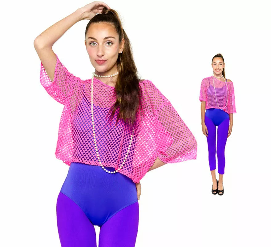 Translation missing: de.Camiseta de Rejilla Años 80 rosa para mujer