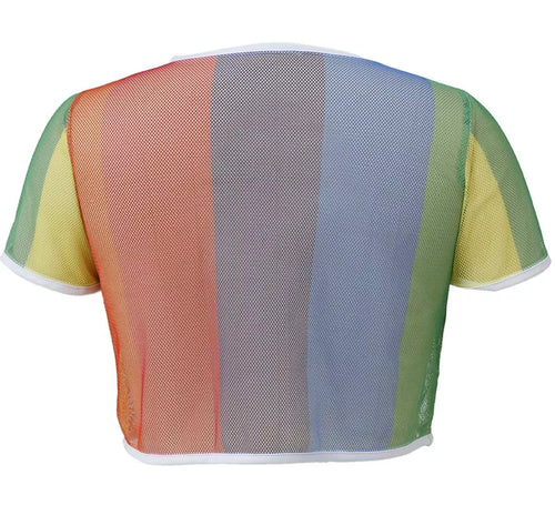 Camiseta de Rejilla Arcoíris para mujer