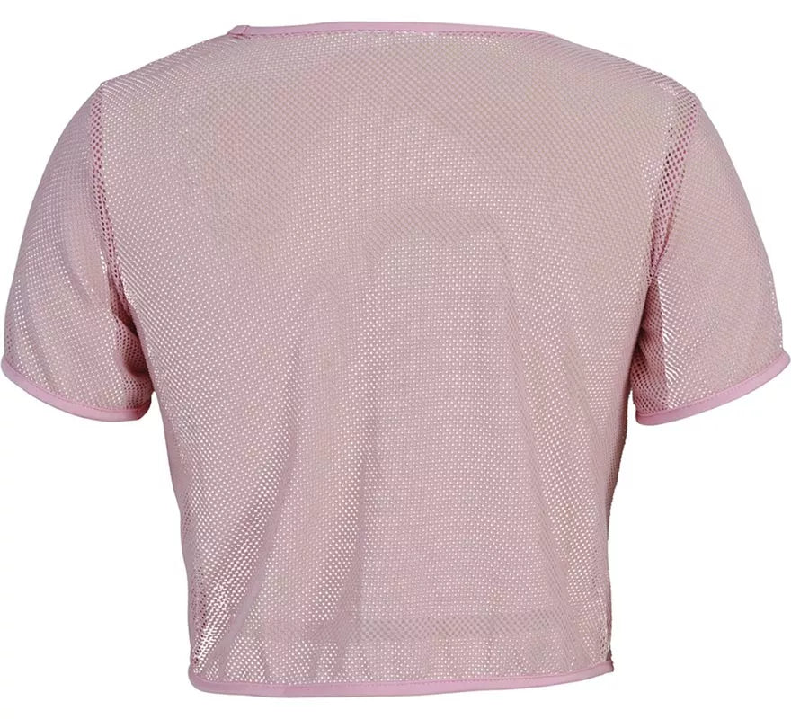 Camiseta de Rejilla Party Girls rosa para mujer