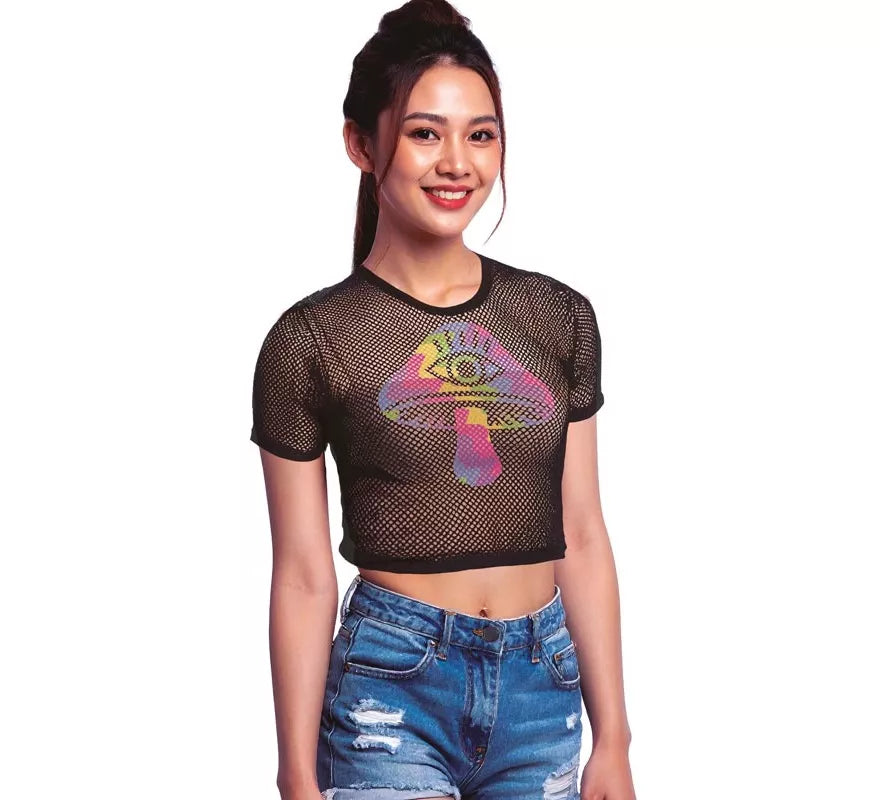 Translation missing: de.Camiseta de Rejilla Seta negra para mujer