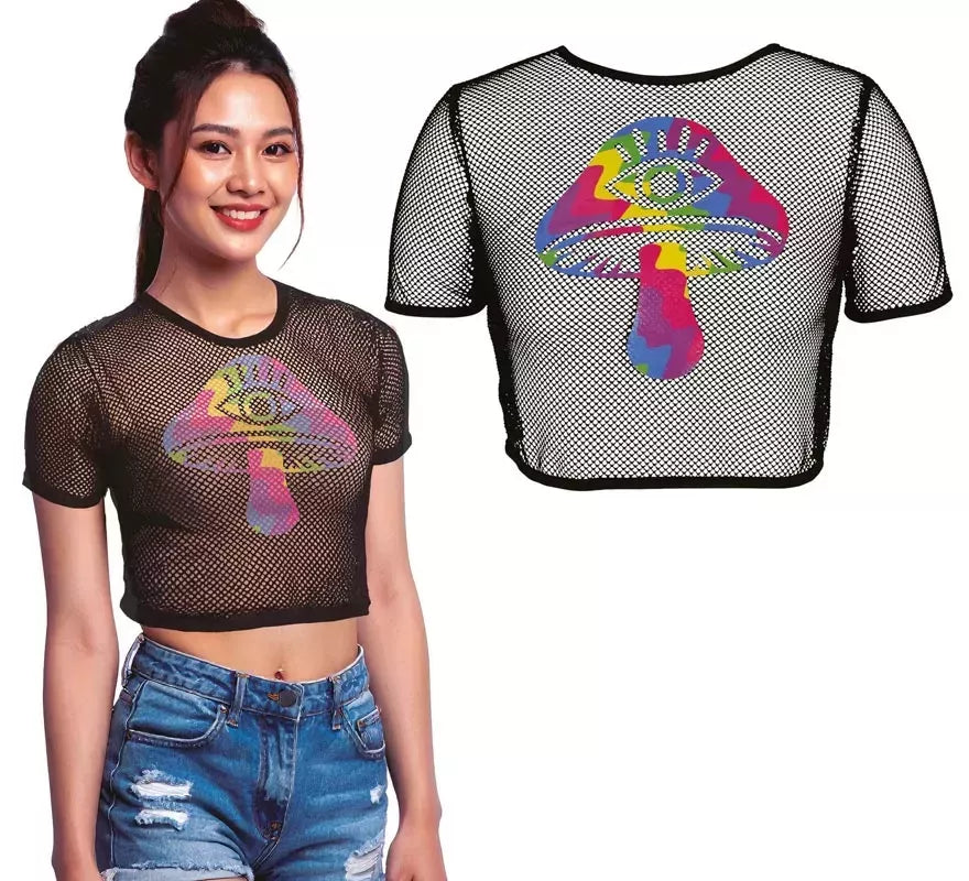 Translation missing: de.Camiseta de Rejilla Seta negra para mujer