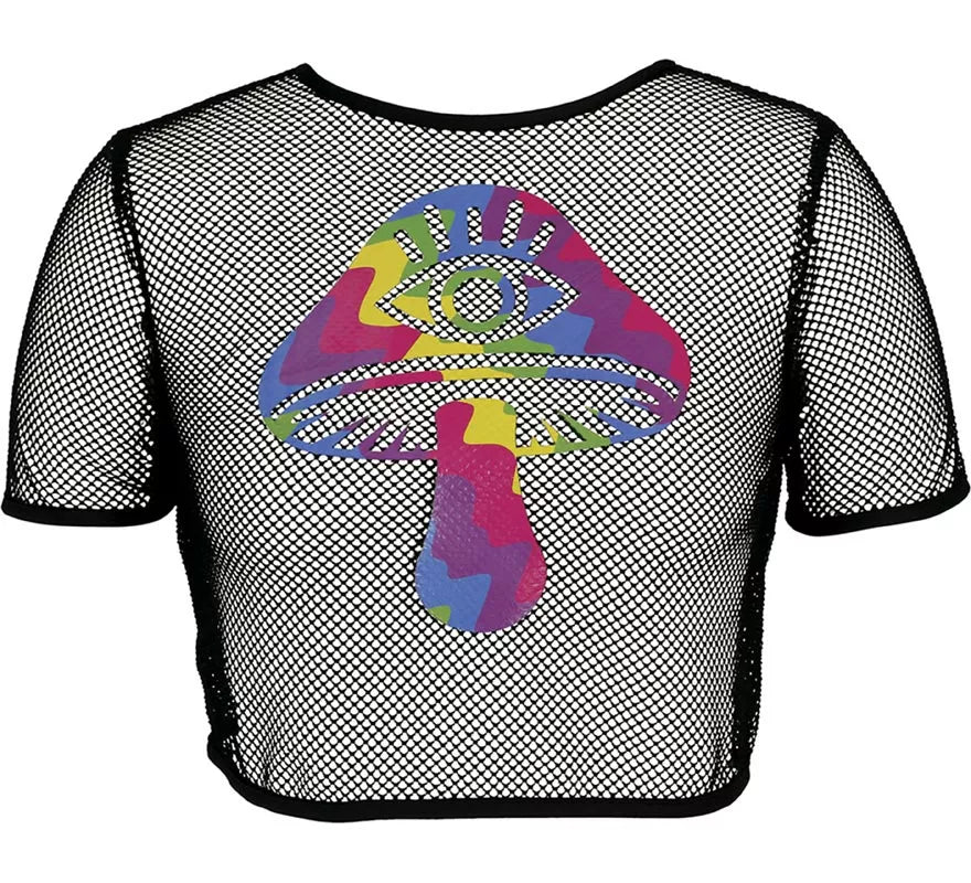 Translation missing: de.Camiseta de Rejilla Seta negra para mujer