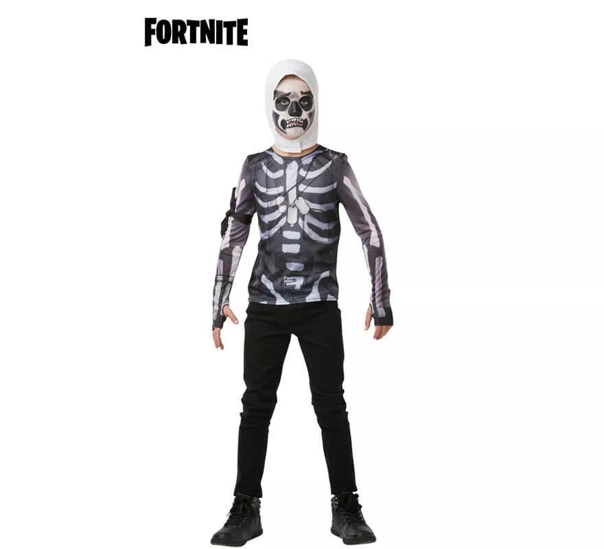 Translation missing: de.Camiseta Disfraz con Capucha Skull Trooper Fortnite para niño y adolescente
