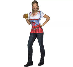 Rotes und blaues bayerisches Kostüm-T-Shirt für Damen