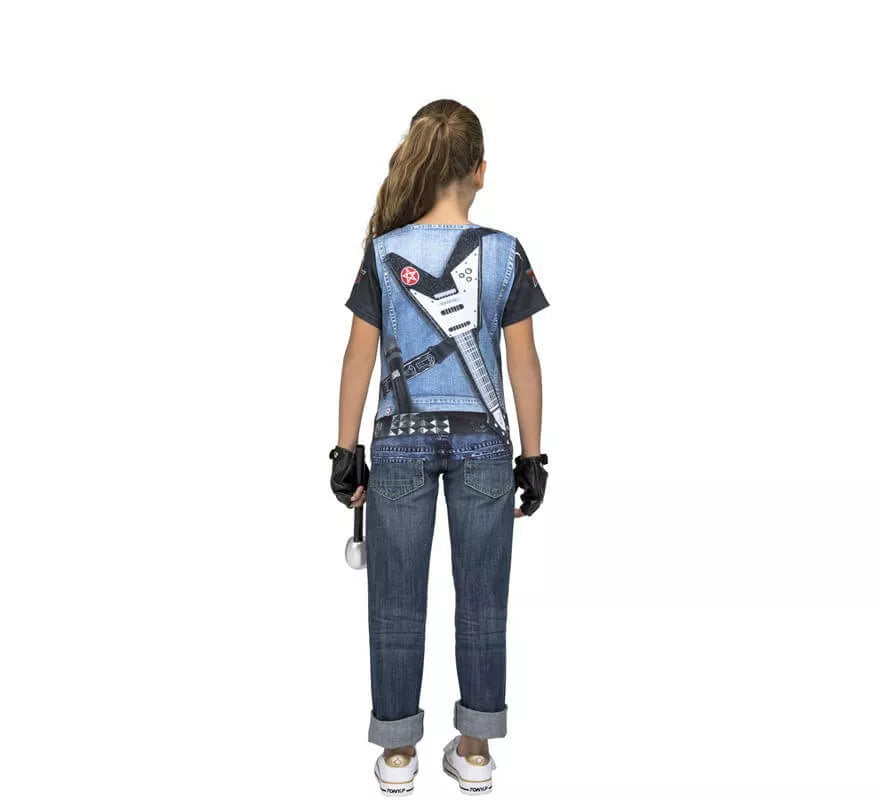 Translation missing: de.Camiseta disfraz de Rockera Esqueleto para niña