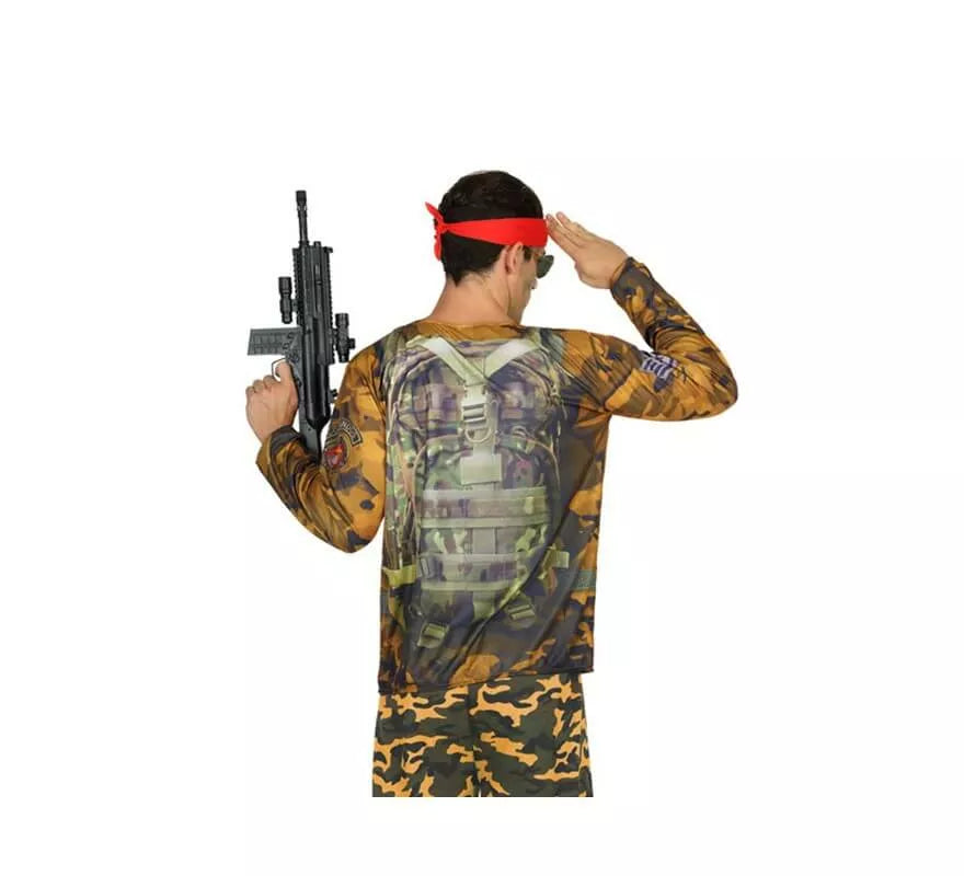 Camiseta disfraz de Soldado Camuflaje para hombre
