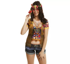 Hippie Kostüm T-Shirt für Damen