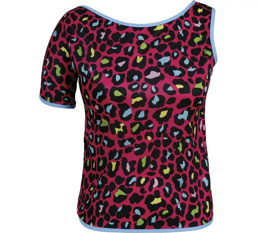 Camiseta Leopardo multicolor Años 80 para mujer