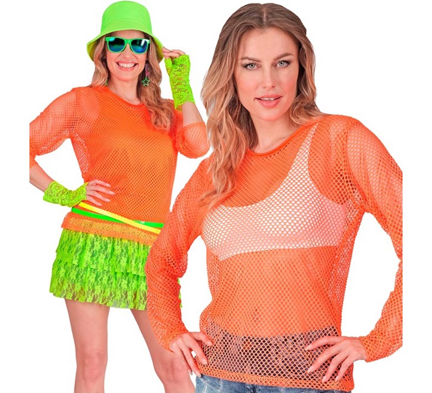 Translation missing: de.Camiseta manga larga de Malla naranja neón para mujer