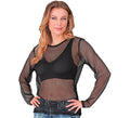 Camiseta manga larga de Malla negra para mujer