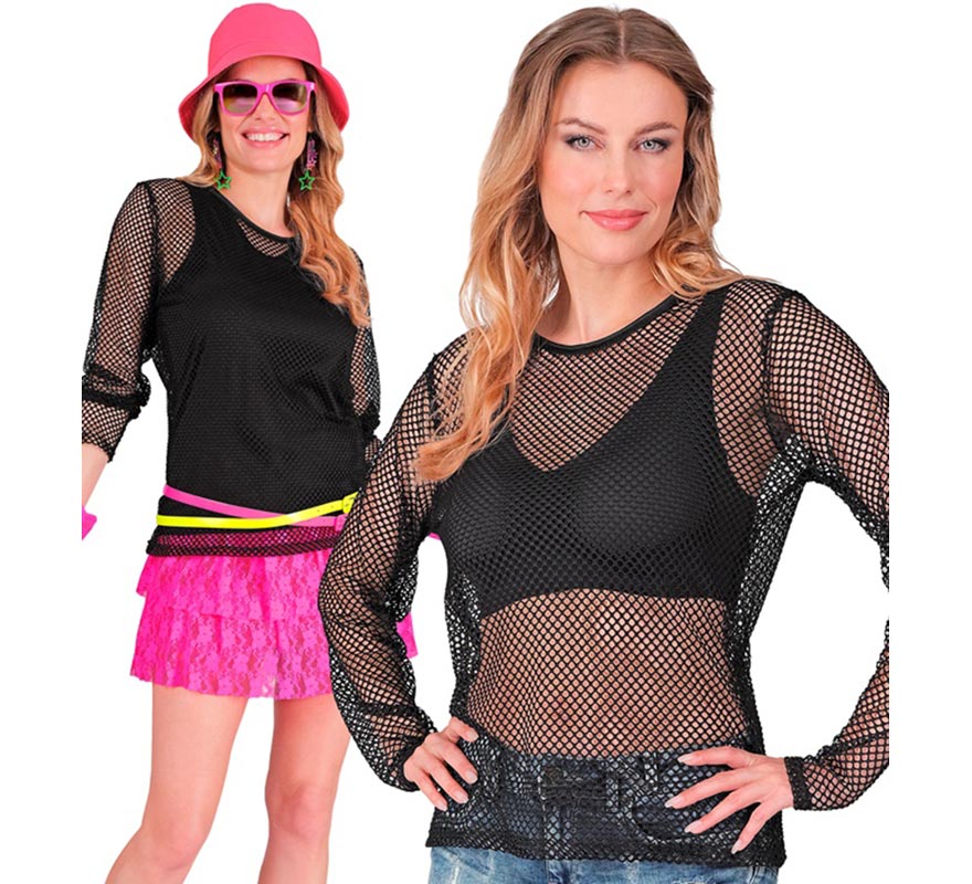 Translation missing: de.Camiseta manga larga de Malla negra para mujer