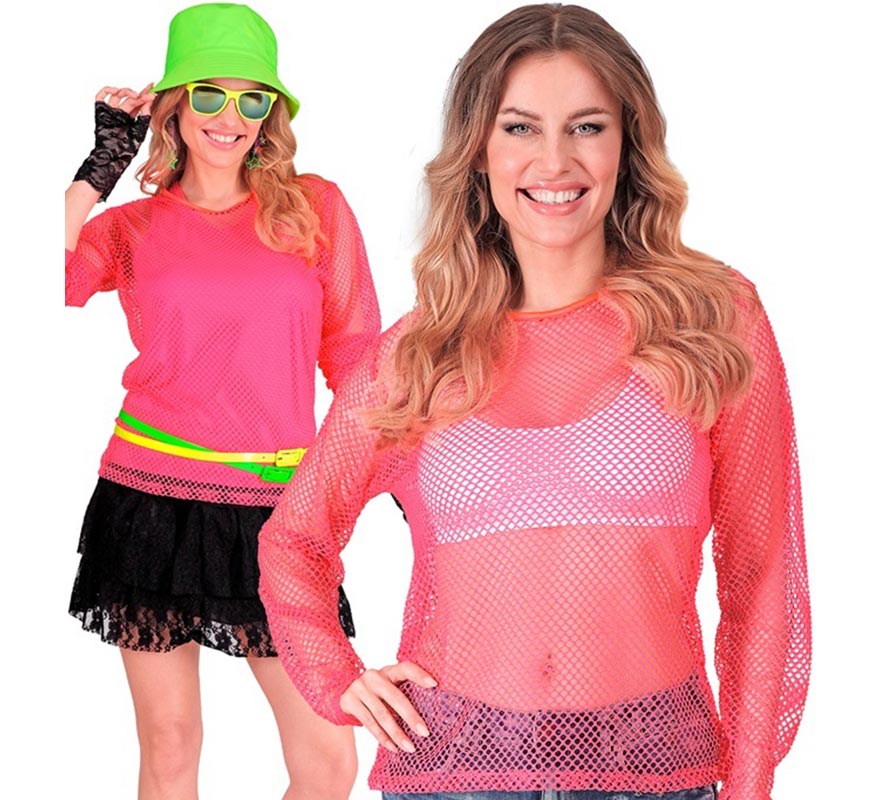 Translation missing: de.Camiseta manga larga de Malla rosa neón para mujer