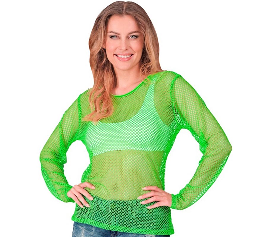 Translation missing: de.Camiseta manga larga de Malla verde neón para mujer