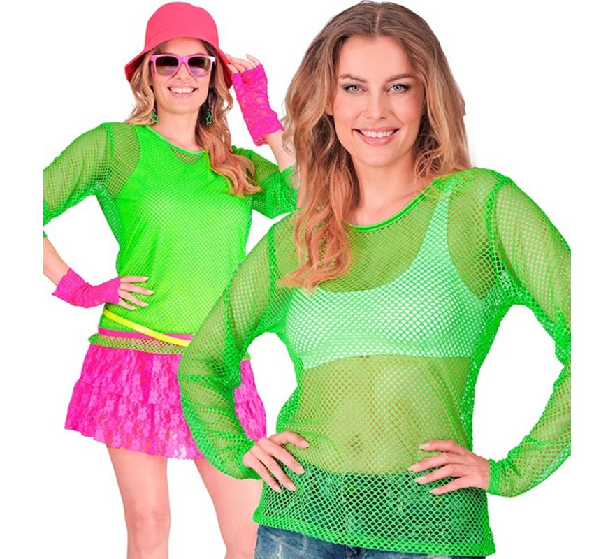Translation missing: de.Camiseta manga larga de Malla verde neón para mujer