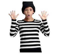 T-Shirt mit dem Aufdruck „Mime“ oder „Prisoner“ in schwarz-weißen Streifen für Kinder
