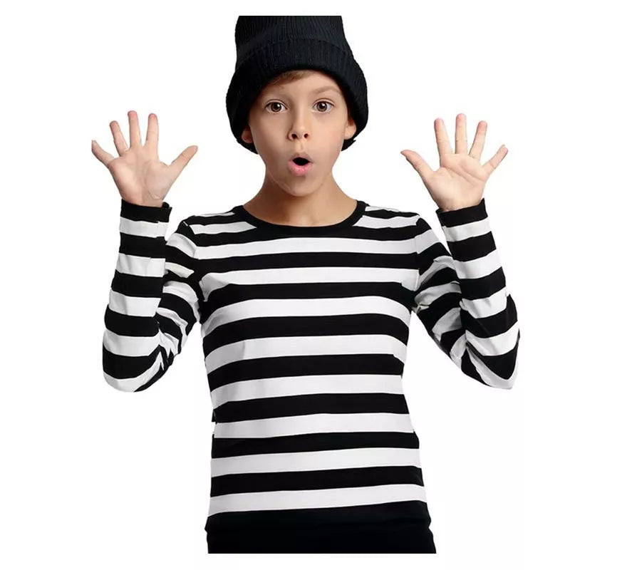Translation missing: de.Camiseta Mimo o Preso a Rayas blancas y negras para niños