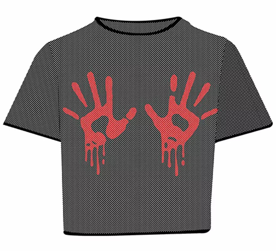 Camiseta Rejilla Manos Ensangrentadas para mujer