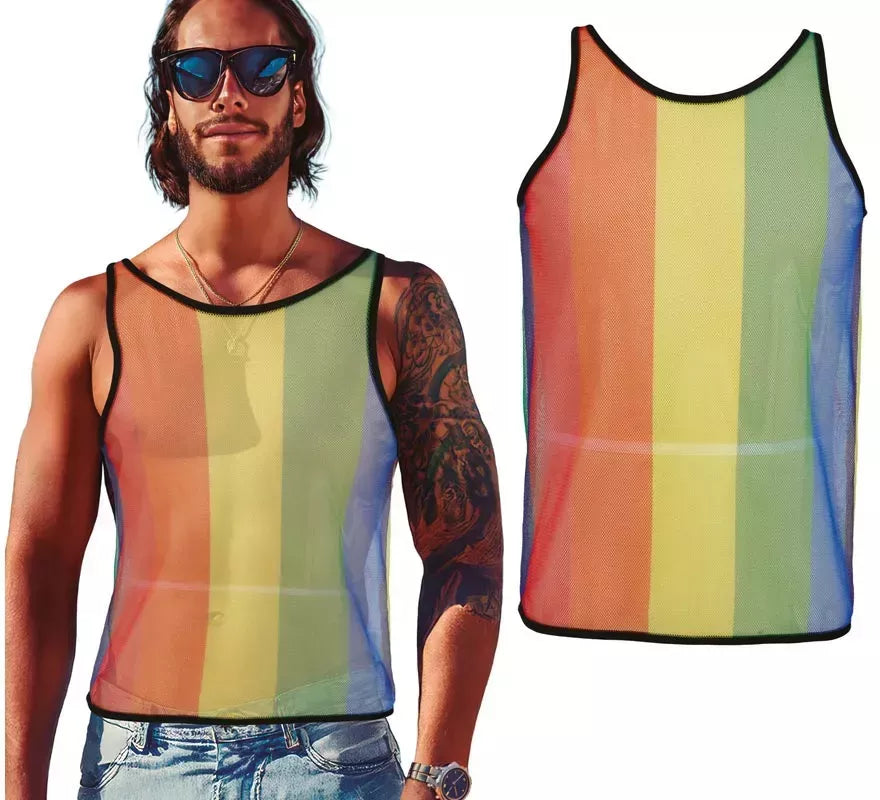 Translation missing: de.Camiseta Tirantes de Rejilla Arcoíris para hombre