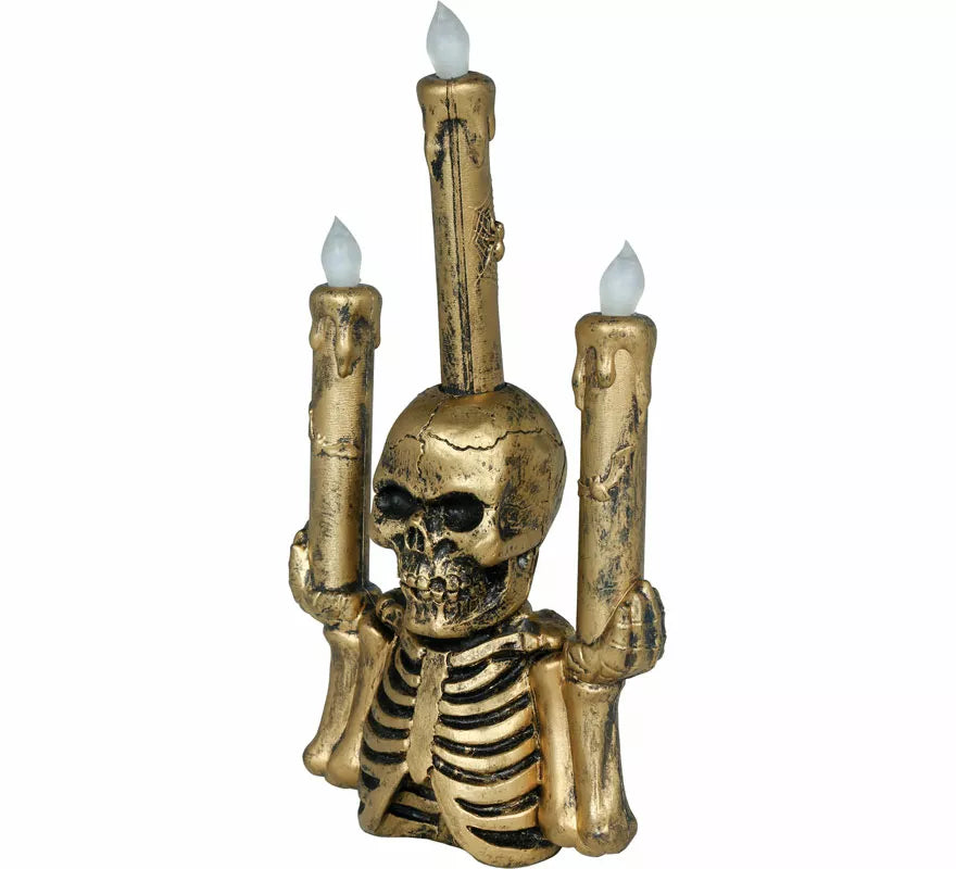 Candelabro Esqueleto dorado con Luz de 26 cm