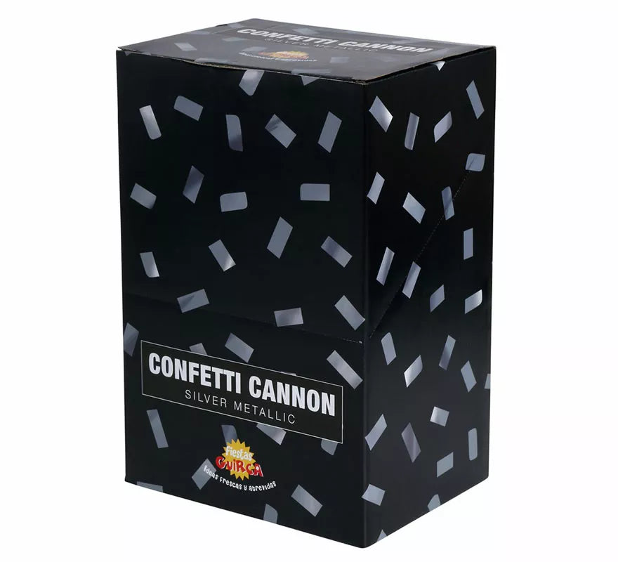 Translation missing: de.Cañón Confetti Kabuki Metálico Plata de 30 cm