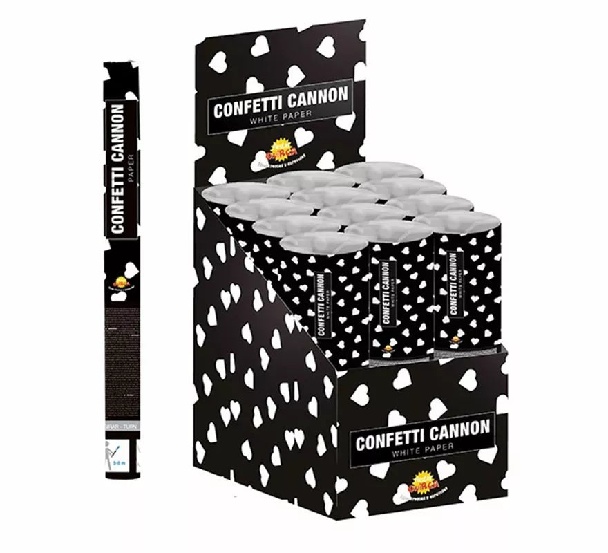 Translation missing: de.Cañón Kabuki Confetti Corazones Blancos de Papel de 40 cm