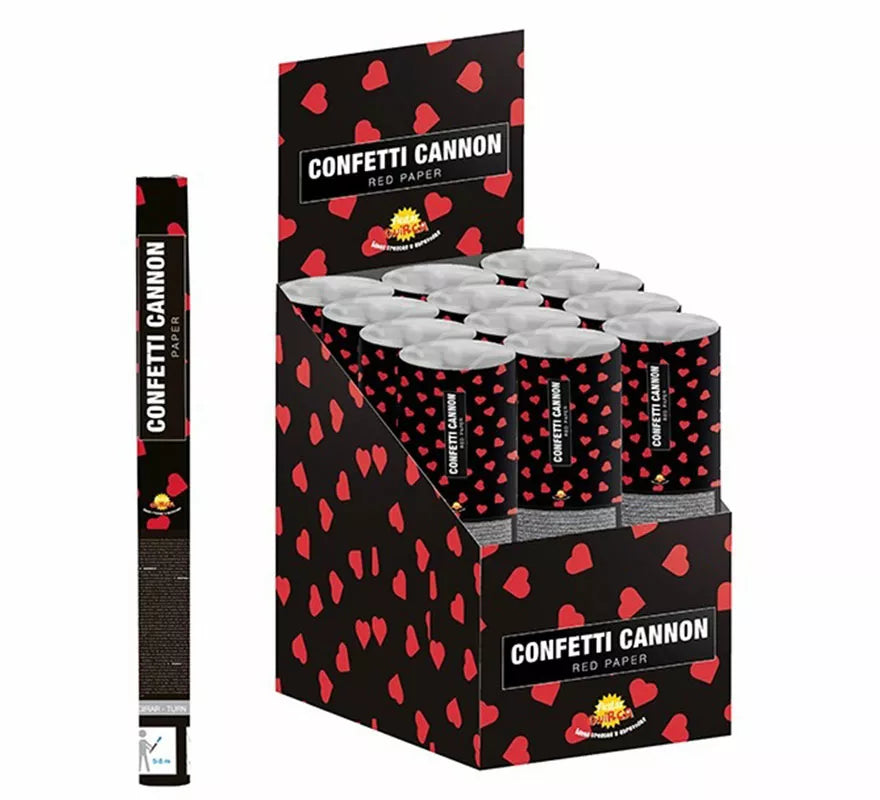 Translation missing: de.Cañón Kabuki Confetti Corazones Rojos de Papel de 40 cm