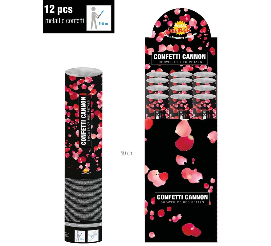Translation missing: de.Cañón Kabuki o tubo de Pétalos de rosa rojos de 50 cm para Bodas