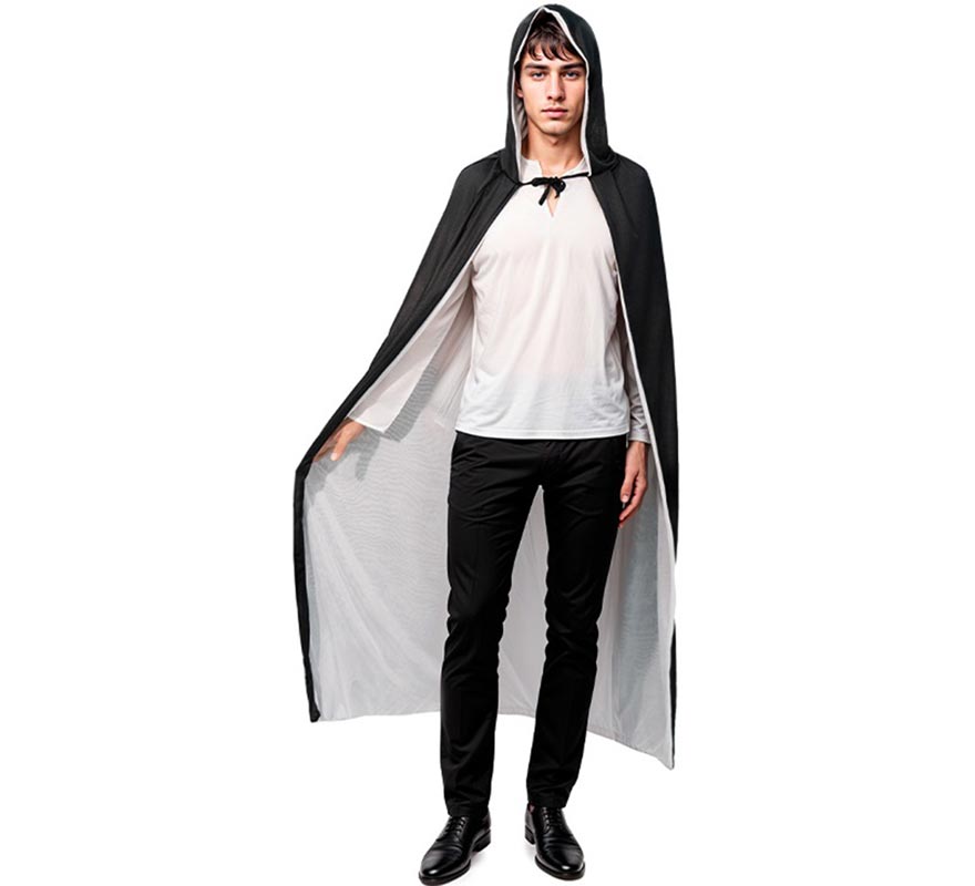 Translation missing: de.Capa con Capucha negro y blanco adulto de 140 cm
