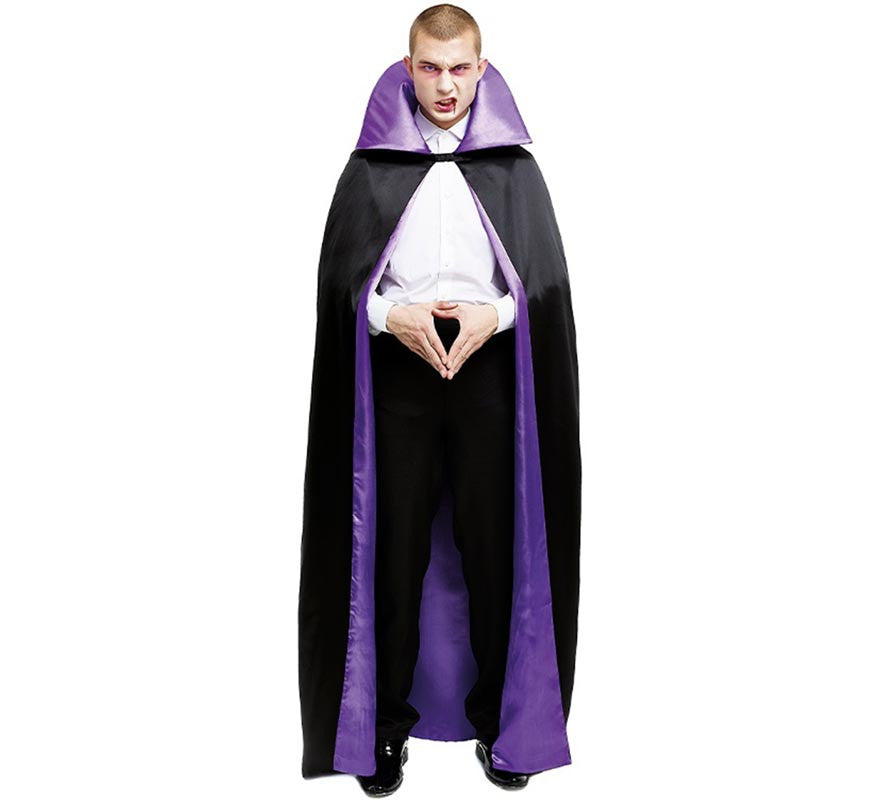 Translation missing: de.Capa de Vampiro negra con cuello morado adulto de 180 cm