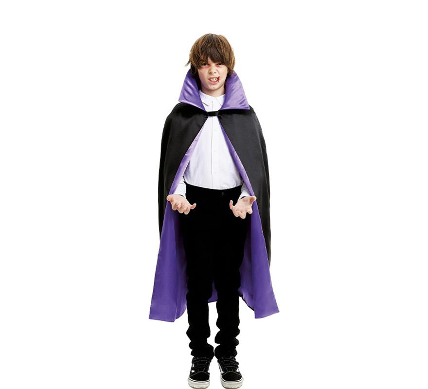 Translation missing: de.Capa de Vampiro negra con cuello morado infantil de 120 cm
