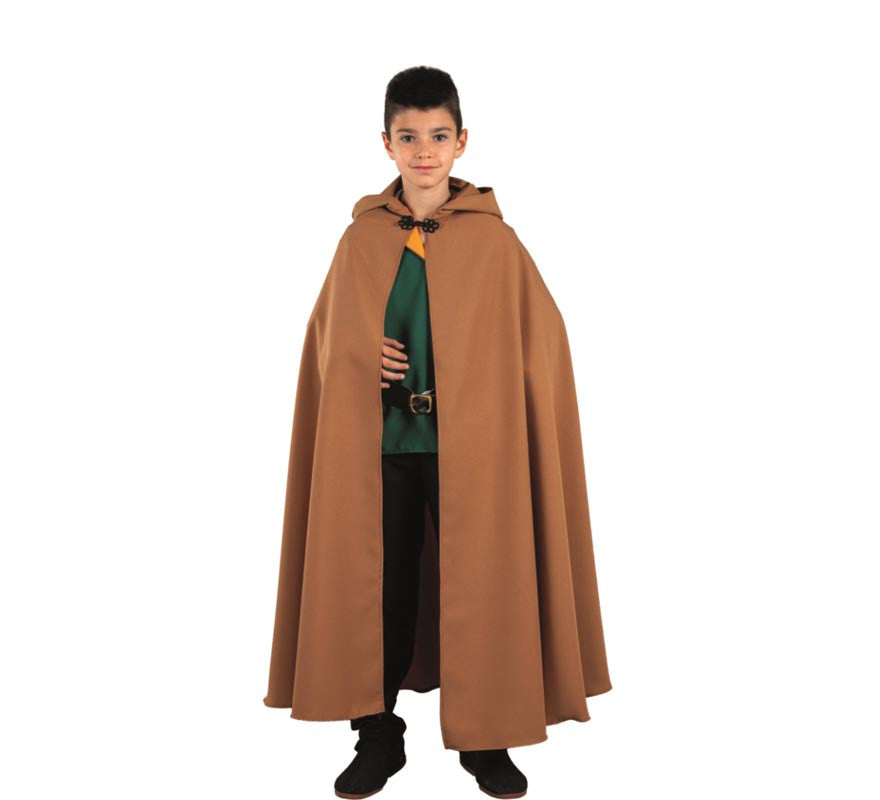 Translation missing: de.Capa larga Medieval marrón con capucha infantil