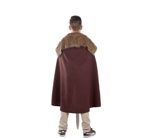 Capa Marrón de Guardián Medieval con Pelo para niños