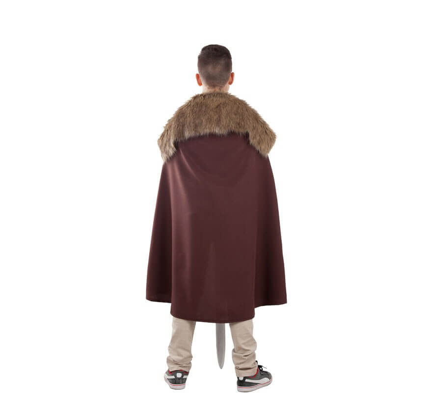 Capa Marrón de Guardián Medieval con Pelo para niños