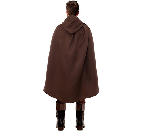 Capa Medieval marrón con capucha de 130 cm