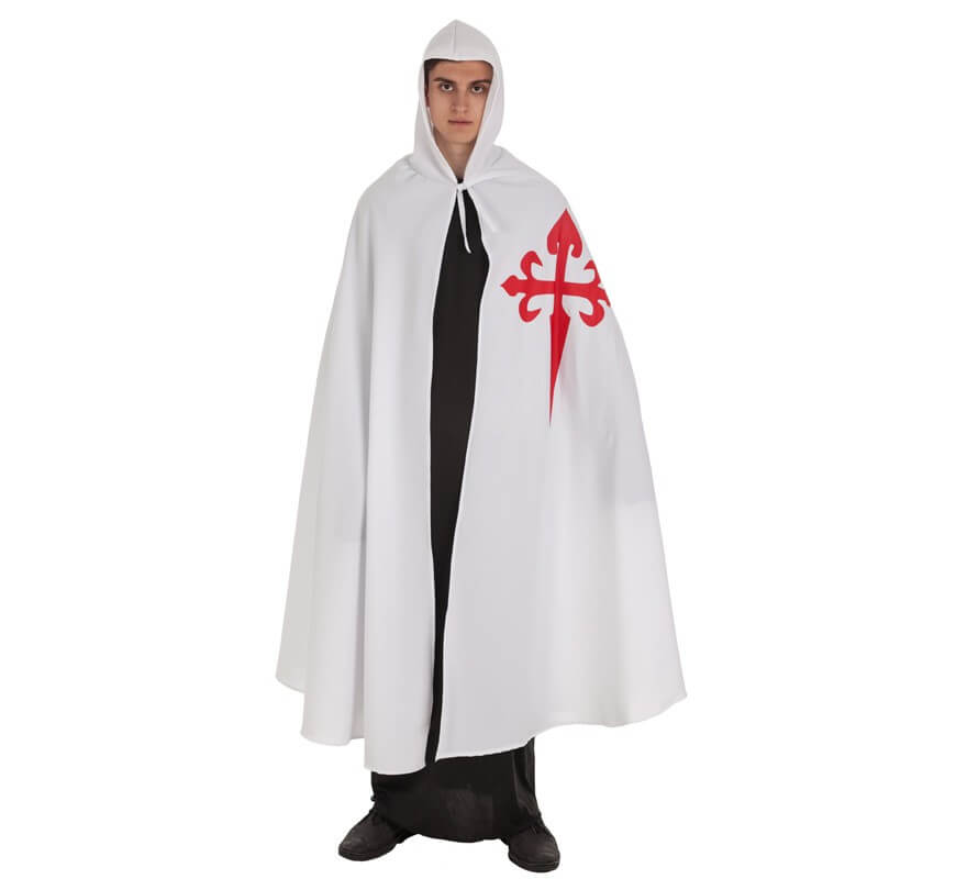 Capa Medieval Santiago Blanca para adultos