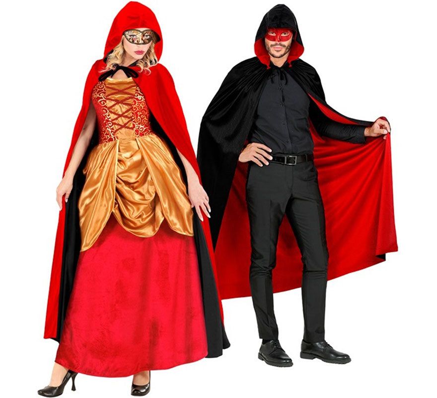 Translation missing: de.Capa Reversible negro y rojo con Capucha de 140 cm para adultos