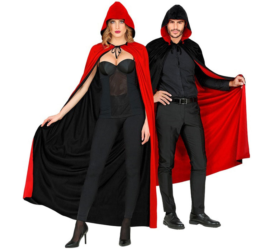 Translation missing: de.Capa Reversible negro y rojo con Capucha de 140 cm para adultos