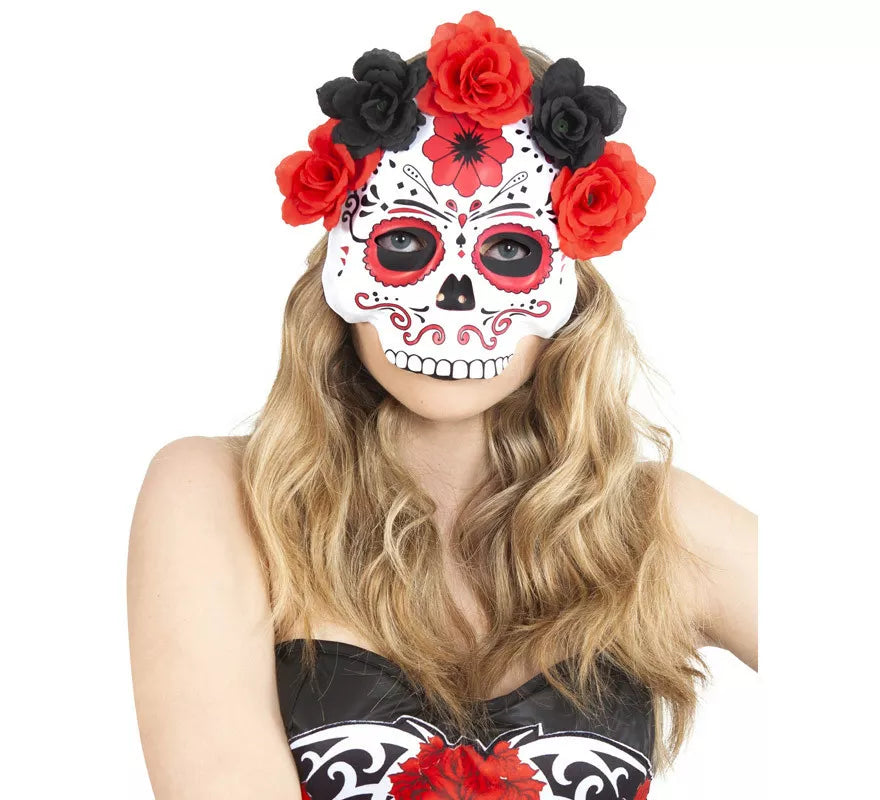 Translation missing: de.Careta Catrina con Flores Rojas y Negras
