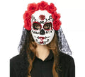 Careta Catrina con flores y velo adulto de 27x24 cm