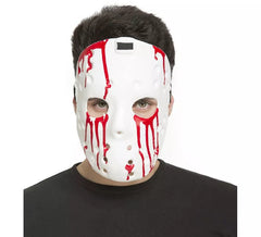 Weiße Psycho Hockey Maske mit Blut