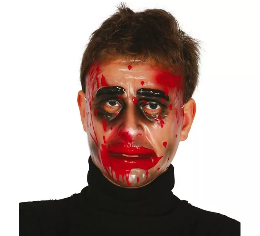 Careta de hombre Zombie transparente con sangre