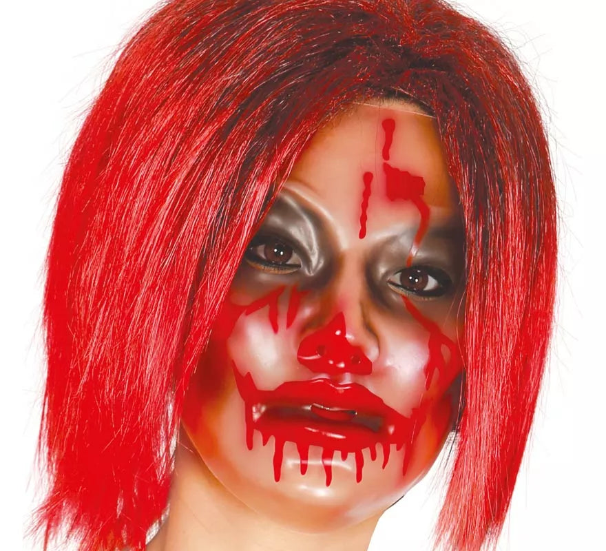 Careta de mujer Zombie transparente con sangre