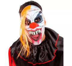 Horror-Clown-Maske mit orangefarbenen Haaren