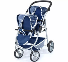 Blauer Zwillingspuppenwagen