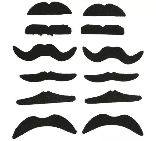 Cartón Pack de 12 Bigotes adhesivos Surtidos