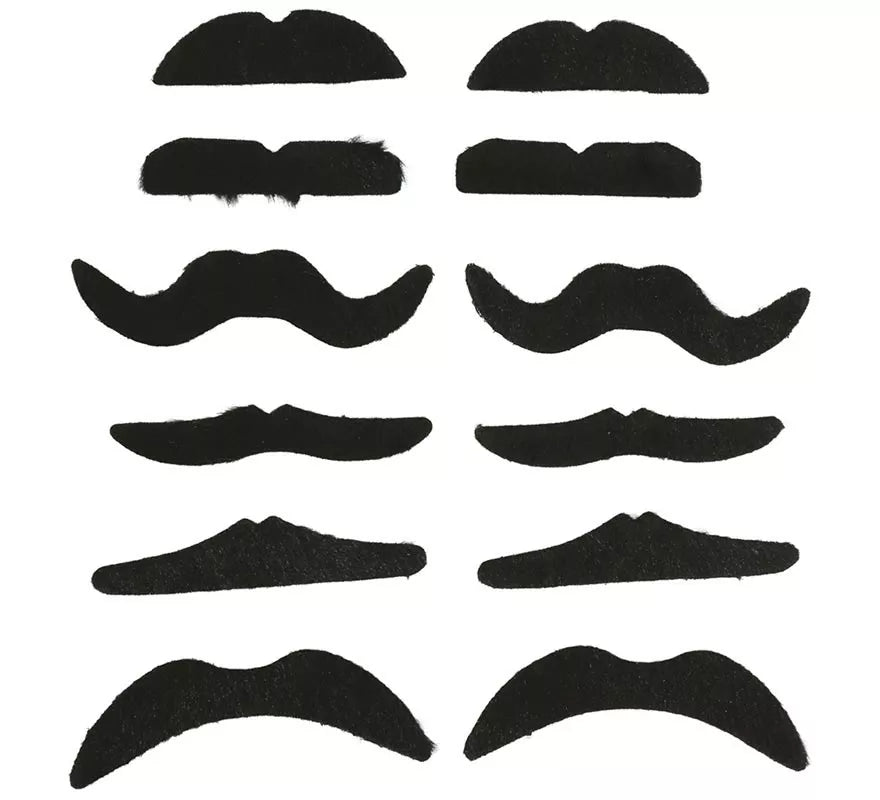 Cartón Pack de 12 Bigotes adhesivos Surtidos